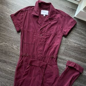 Pistola Grover Short Sleeve Field Jumpsuit Maroon Merlot Sz XS 100% Cotton